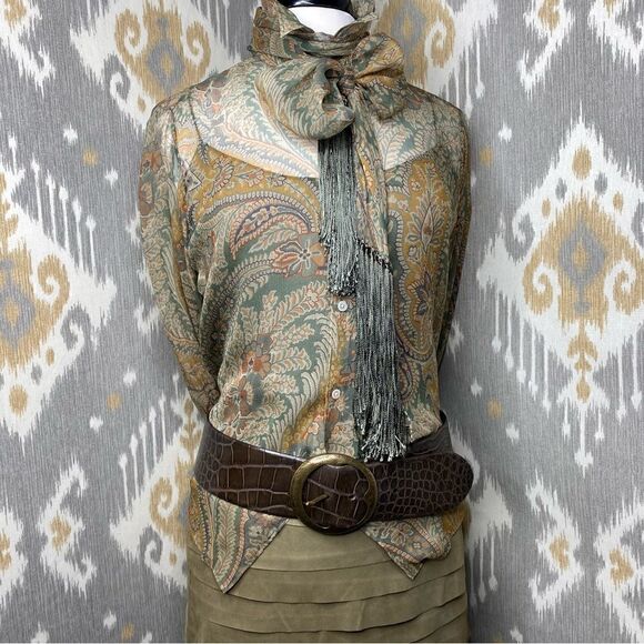 Ralph Lauren Black Label Dresses & Skirts - Ralph Lauren Black Label Olive Goat Suede Ruffle Pencil Skirt